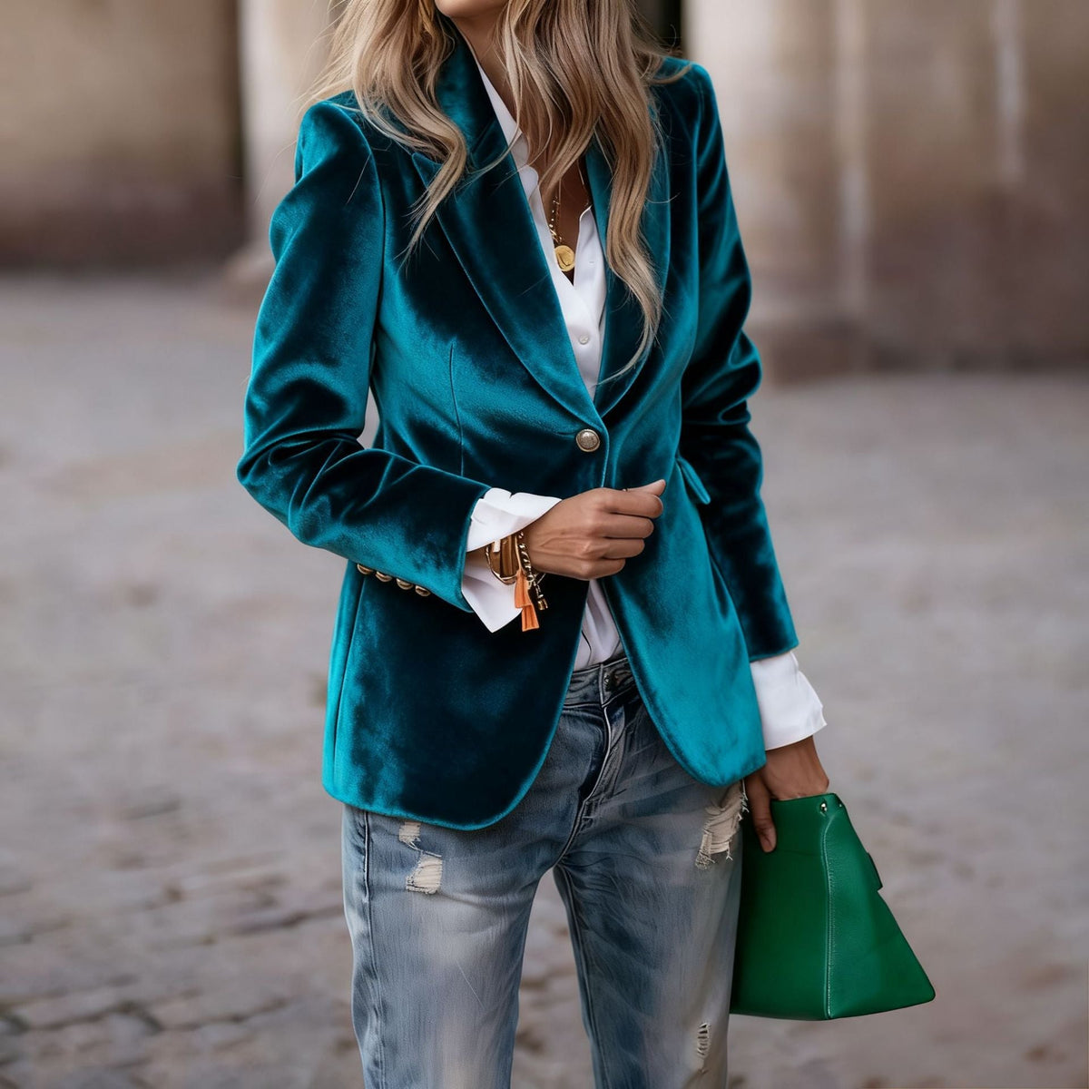 Blazer de veludo de corte ajustado Vincent