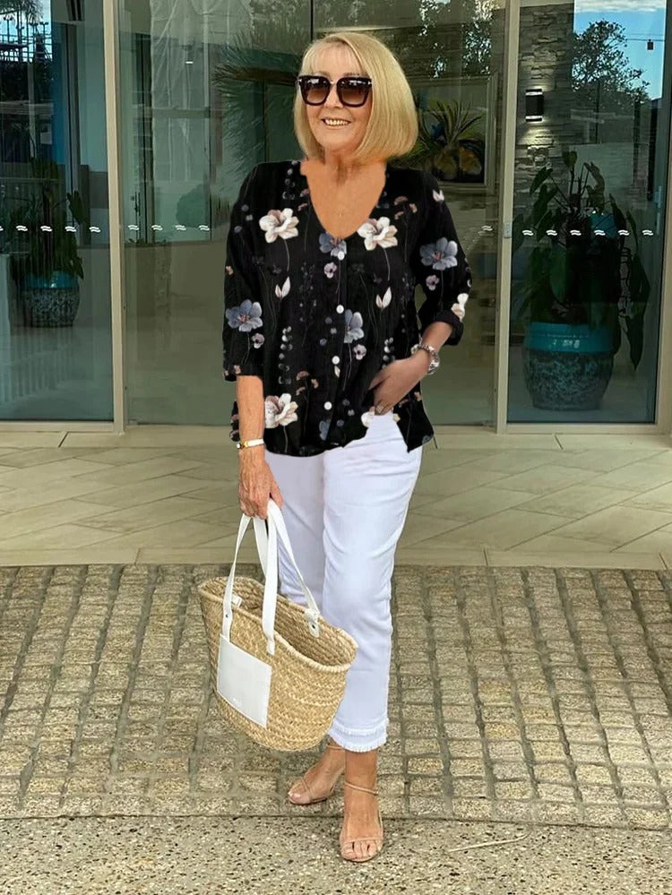Joanne | Bata estampada com botões