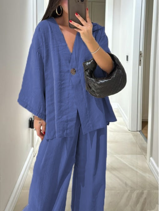 Conjunto Sienna de Top con Cuello en V y Pantalones