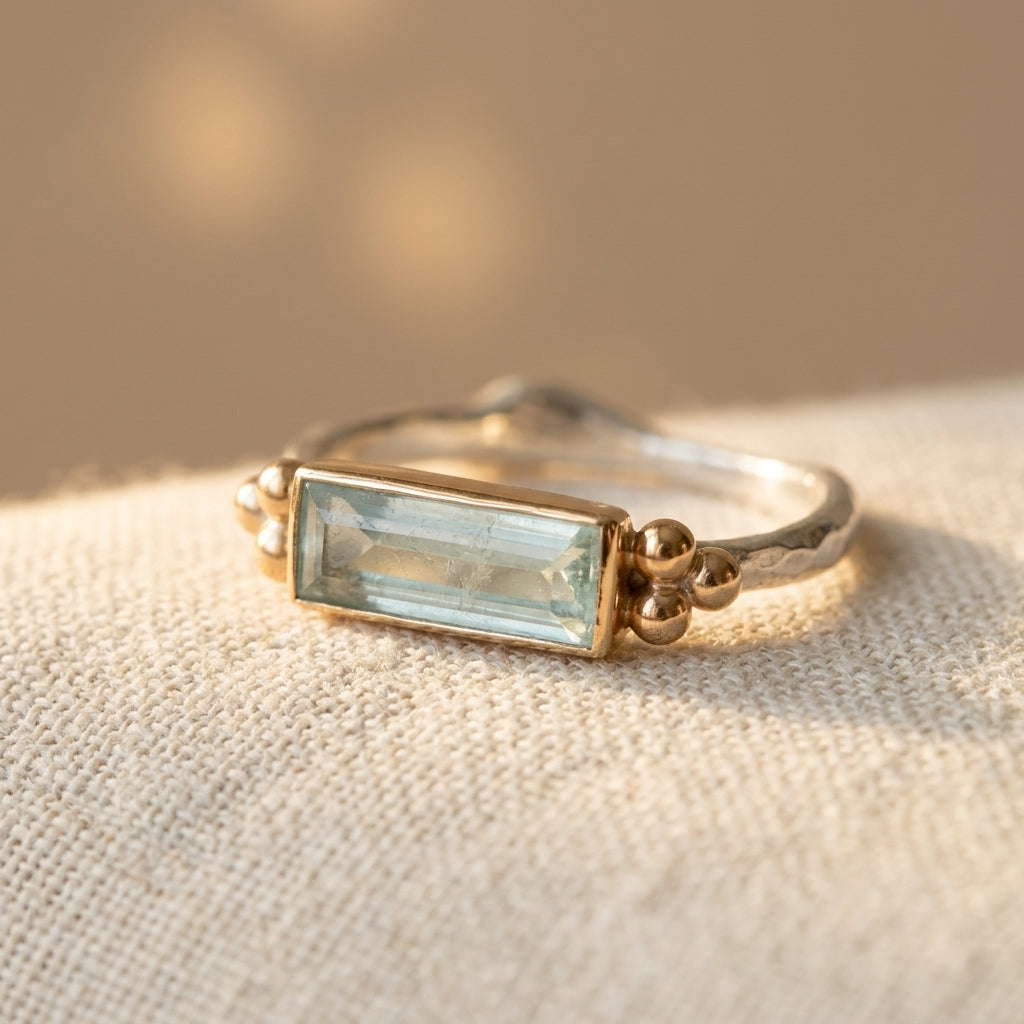 Luminara White Glass Rectangular Statement Ring