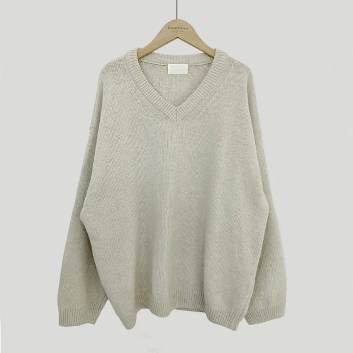 Valentina | Women's Sweater with V-Neck and Ribbed Trim