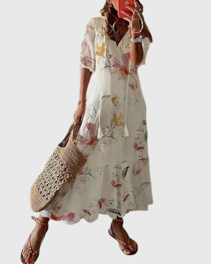 Amalia | Vestido longo boho vintage de verão