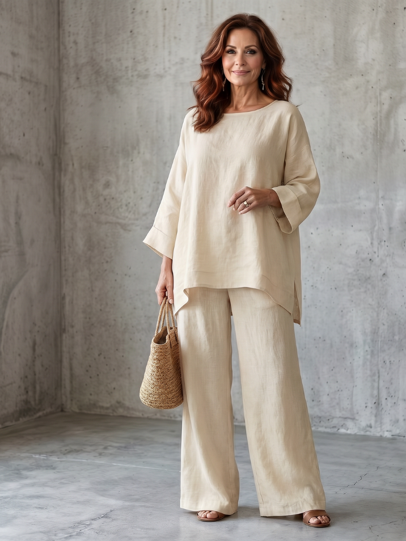 Prue | Conjunto túnica oversize con pantalón de pierna ancha