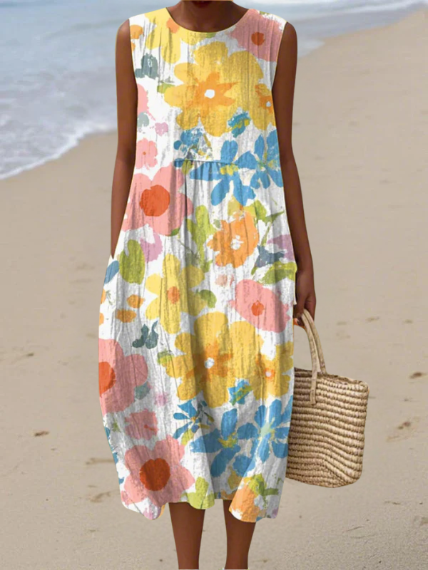 Ella Robe midi à fleurs pastel