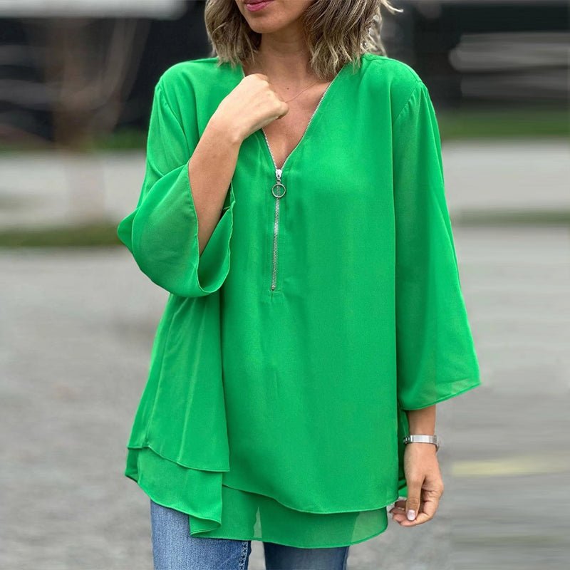 Lorelai | Blouse en mousseline avec fermeture éclair