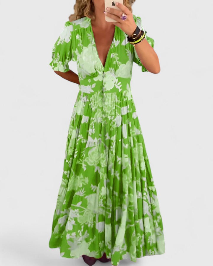 Minelda | Vestido Elegante Floral con Escote en V