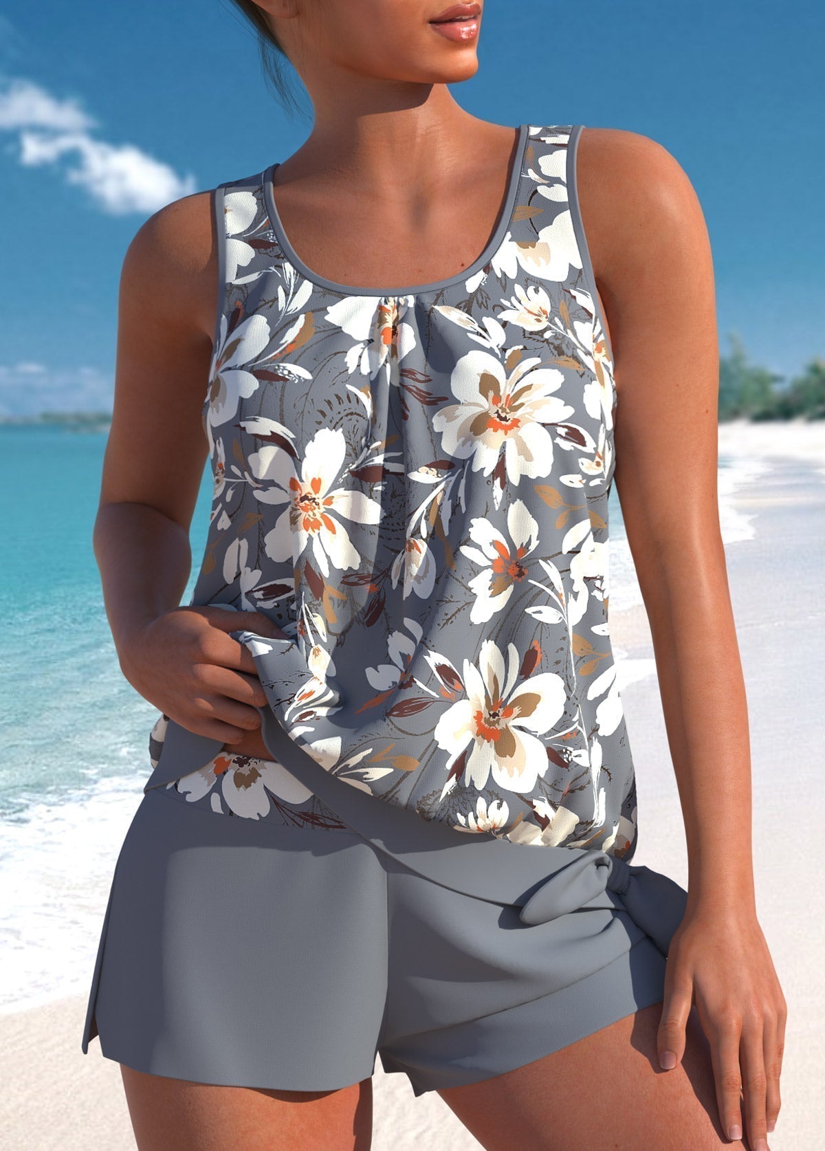 Megan - Comfortabele zwemset met bladprint