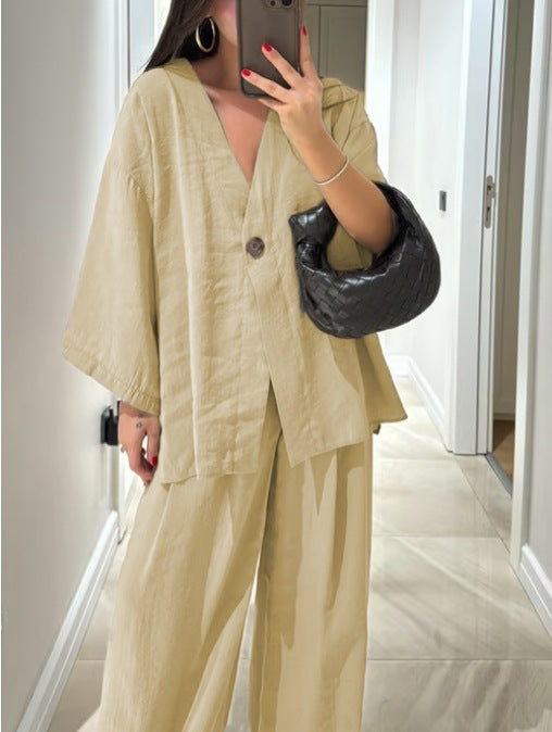 Conjunto Sienna de Top con Cuello en V y Pantalones