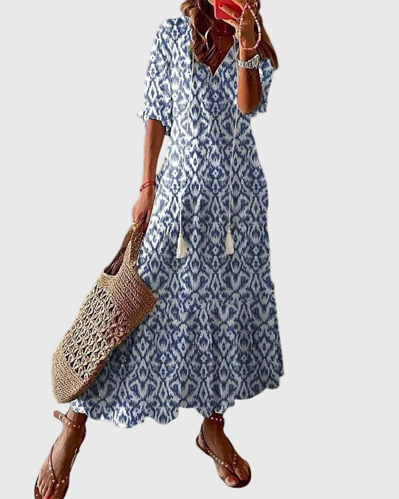 Amalia | Vestido longo boho vintage de verão