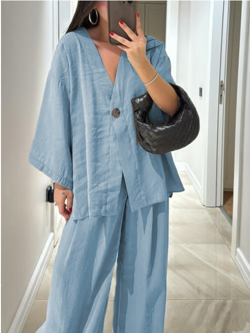 Conjunto Sienna de Top con Cuello en V y Pantalones