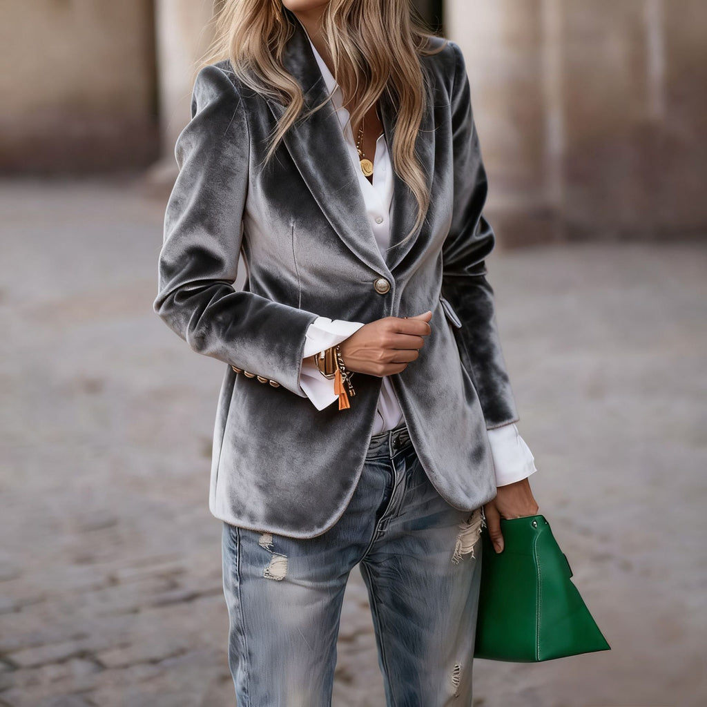 Blazer de veludo de corte ajustado Vincent