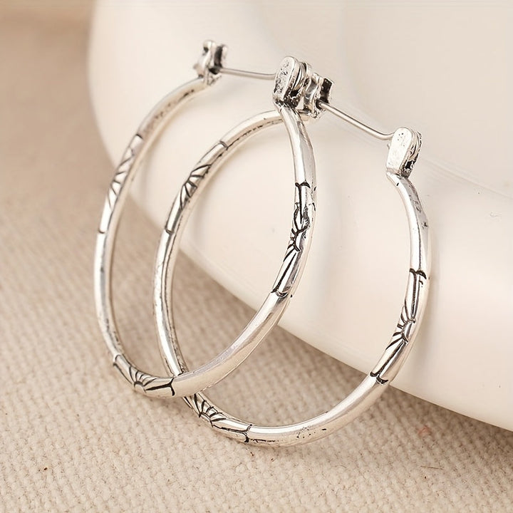 Vintage Artisan Floral Hoop Earrings