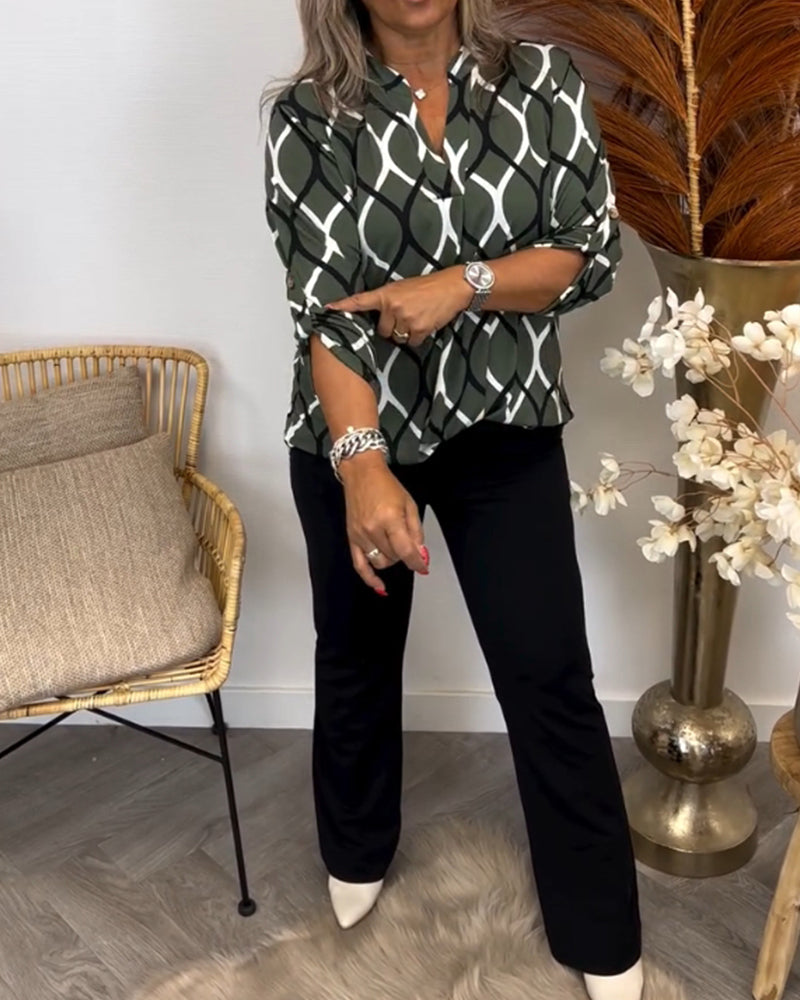 Janny | Casual blouse met lange mouwen en elegant patroon