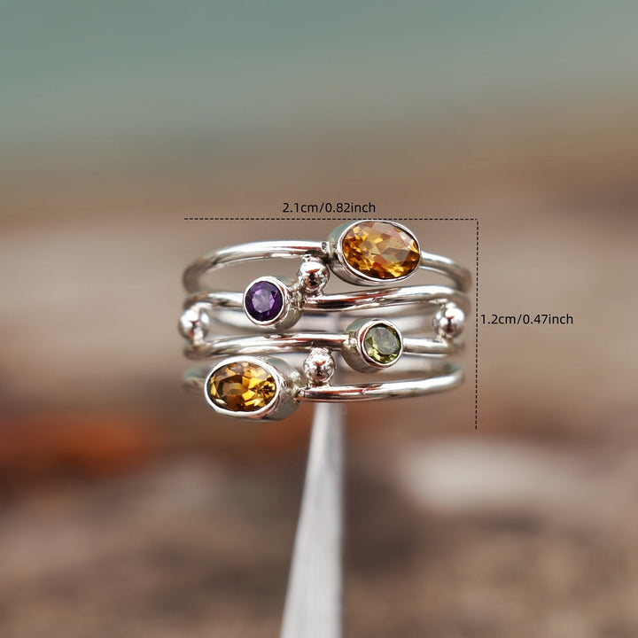 Bohemian Multicolor Gemstone Stacking Ring