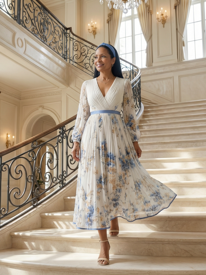 Rielle | Vestido midi plisado cruzado