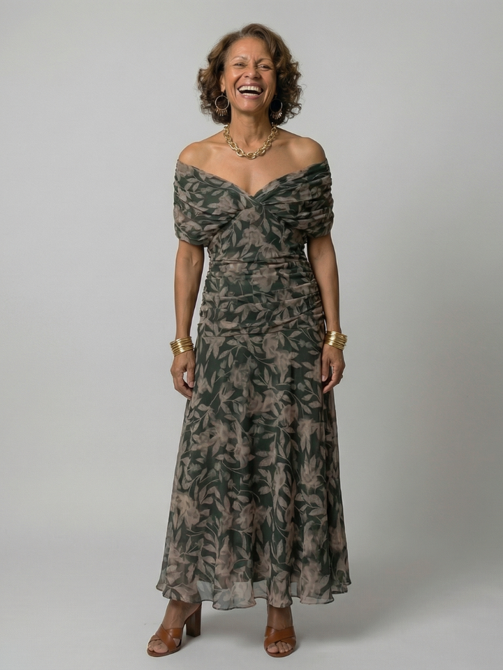 Calen | Vestidos Midi con Hombros Descubiertos y Fluidez