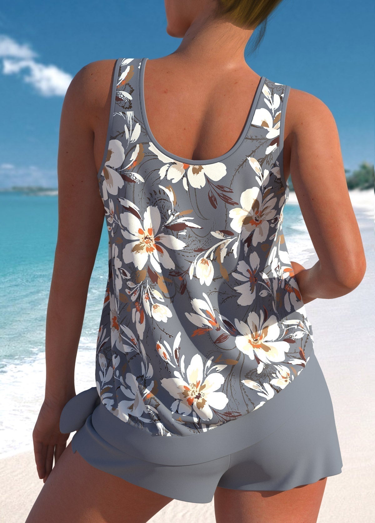 Megan - Comfortabele zwemset met bladprint