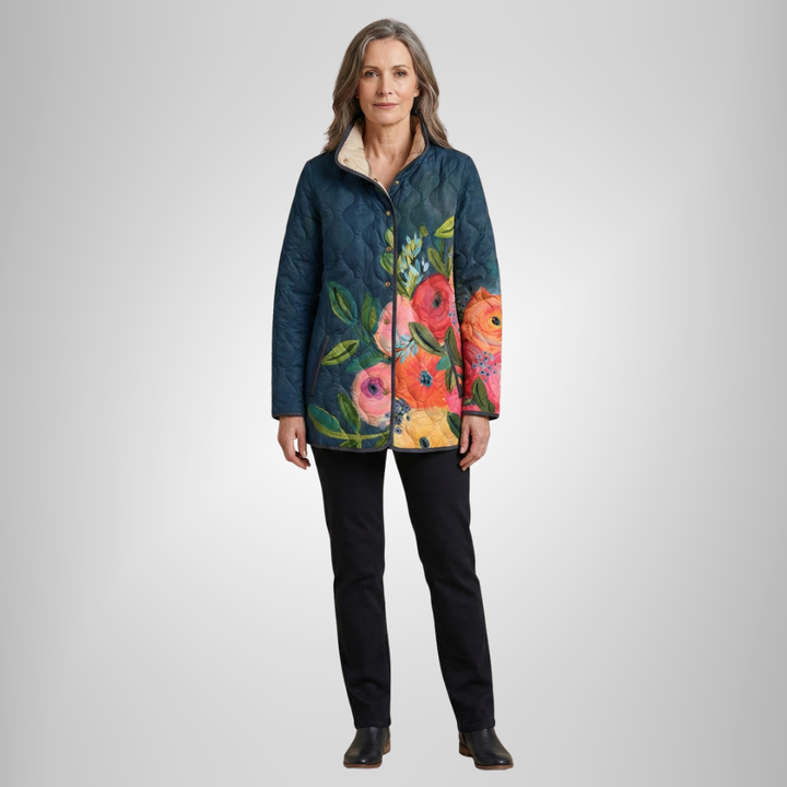 ELINA | JAQUETA ACOLCHOADA VINTAGE COM ESTAMPA FLORAL