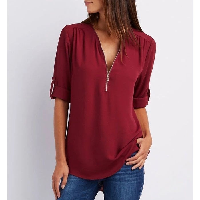 Gwen | Blouse chic à fermeture éclair