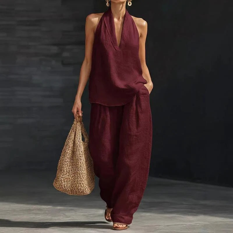 Zoë Sleeveless Set with Wide Pants
