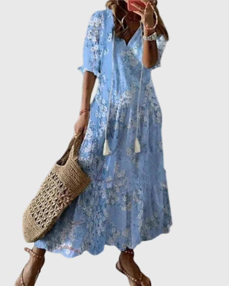 Amalia | Vestido longo boho vintage de verão