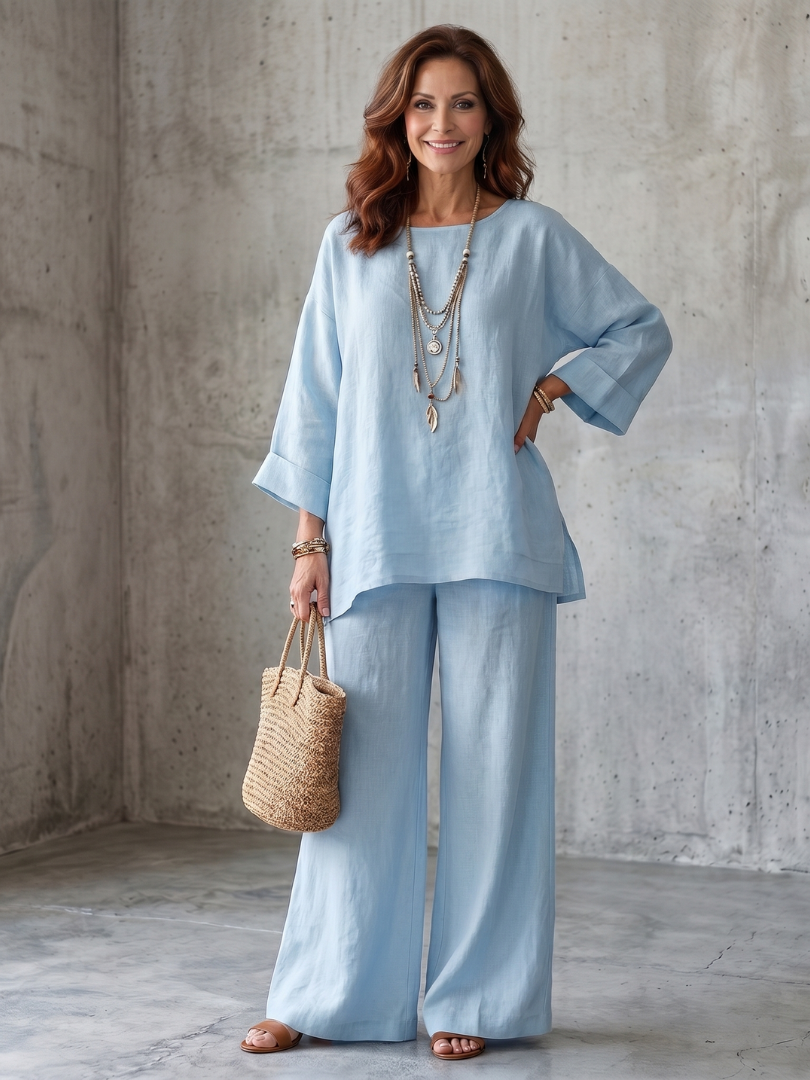 Prue | Conjunto túnica oversize con pantalón de pierna ancha