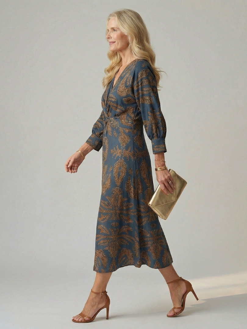 Lune | Vestido midi cruzado natural