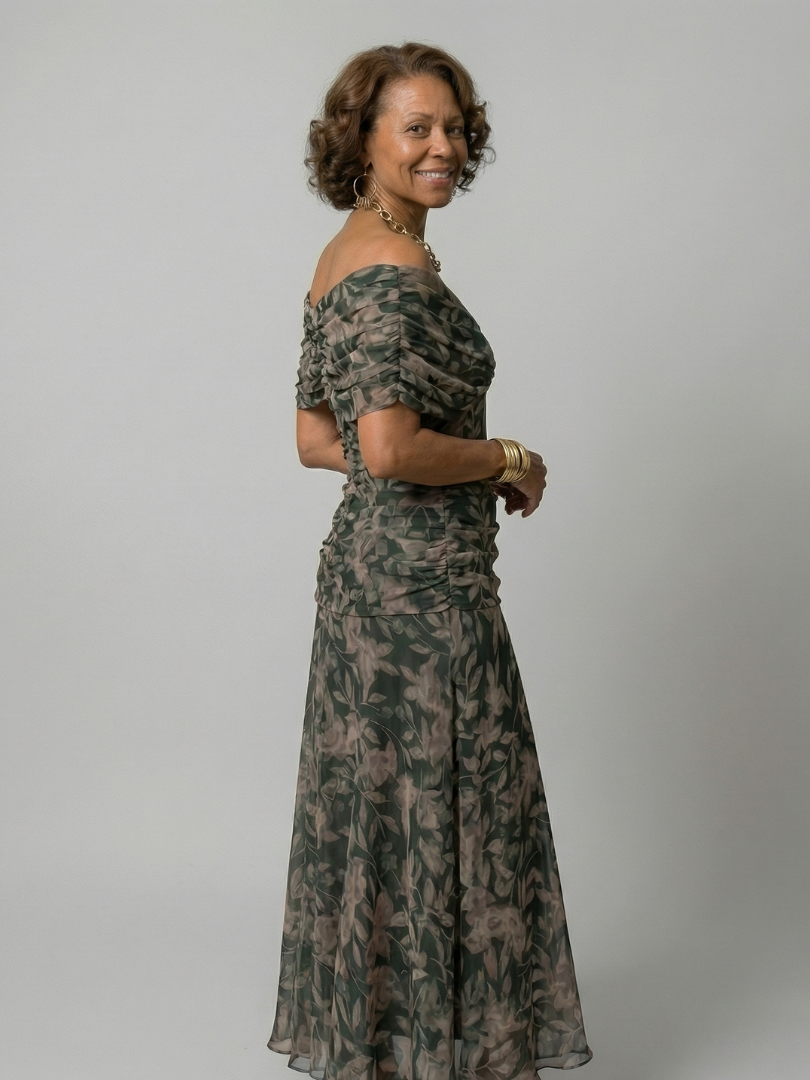 Calen | Vestidos Midi con Hombros Descubiertos y Fluidez