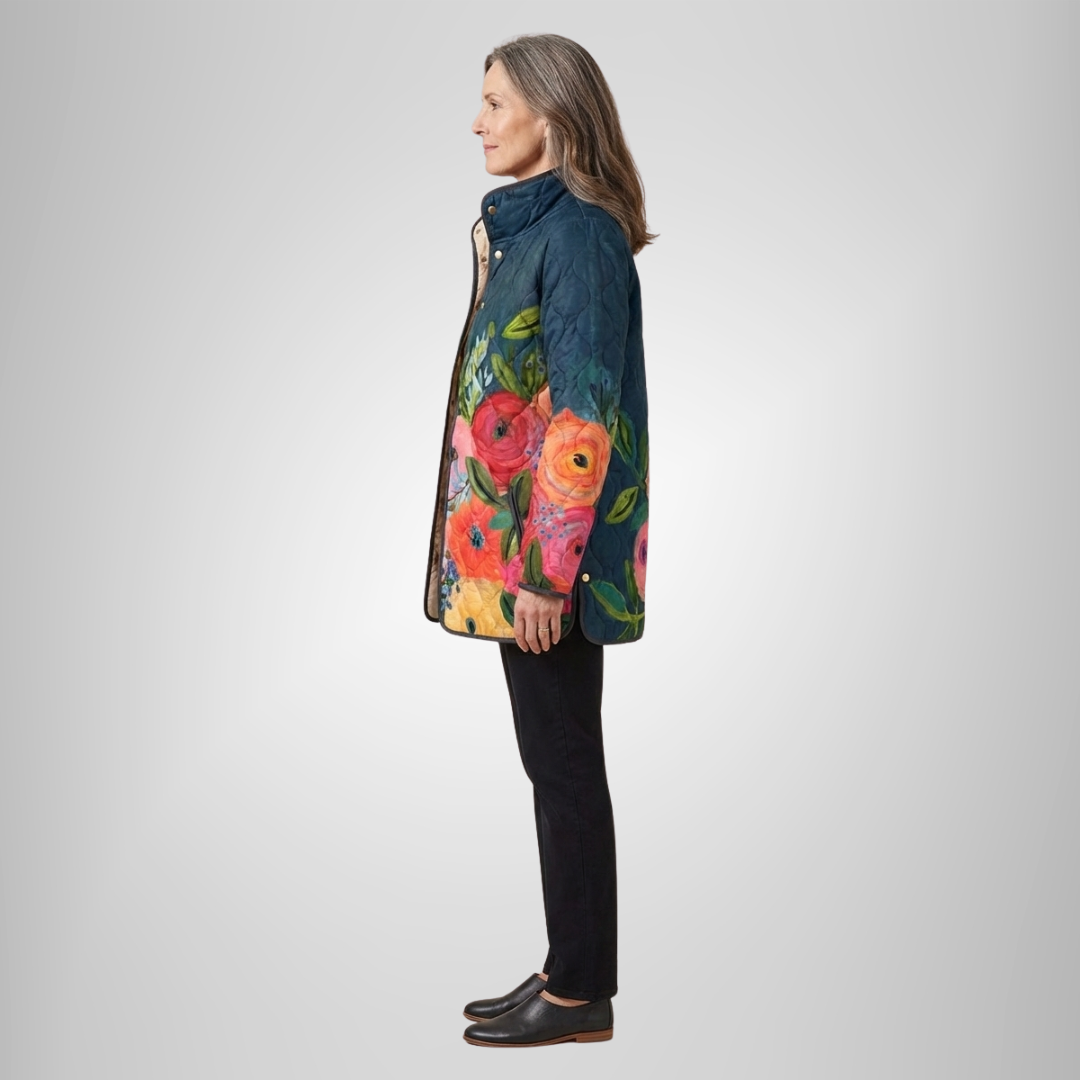 ELINA | JAQUETA ACOLCHOADA VINTAGE COM ESTAMPA FLORAL