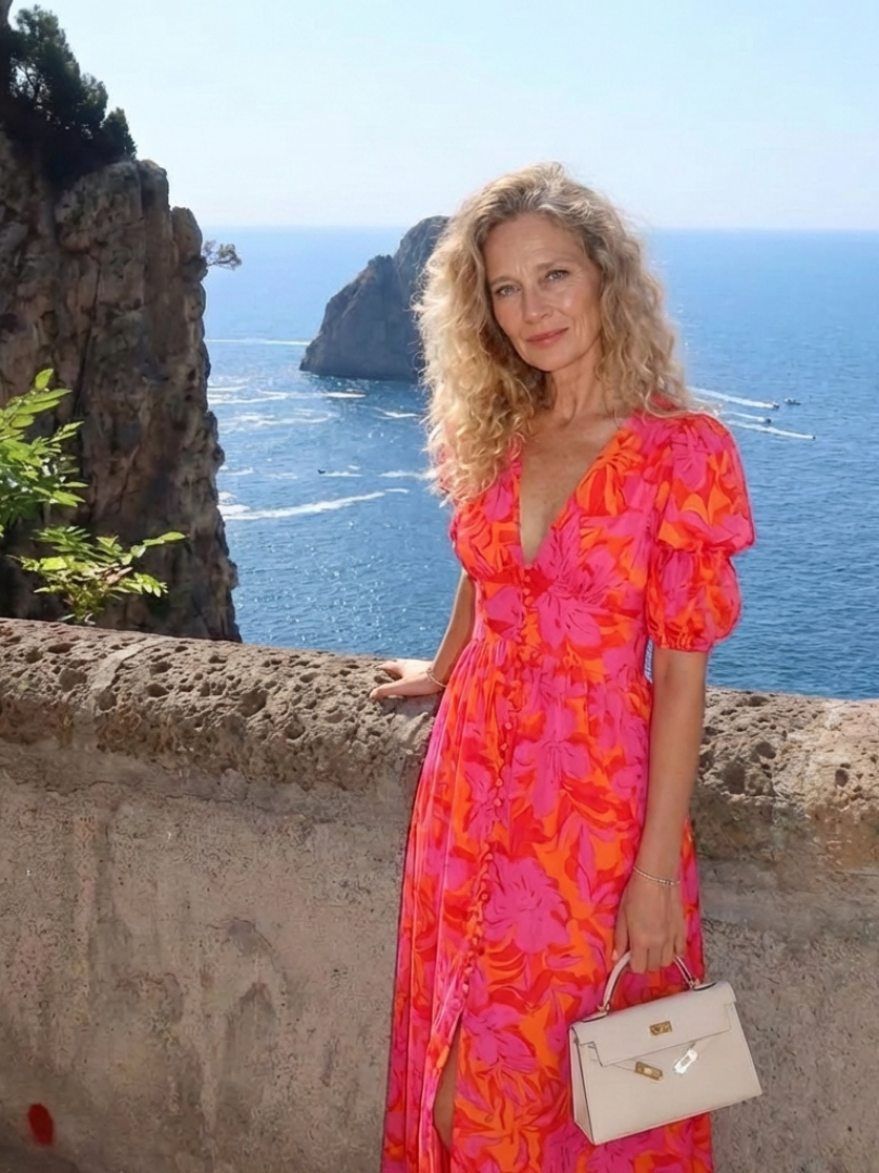 Willow | Vestido midi floral con escote en V y mangas abullonadas