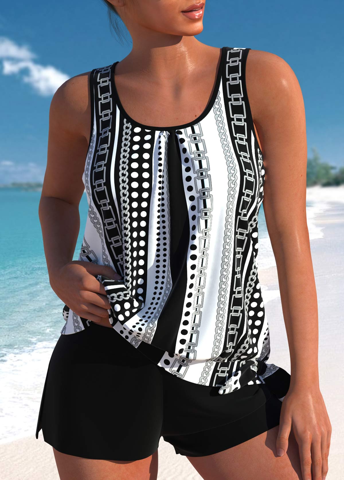 Megan - Comfortabele zwemset met bladprint