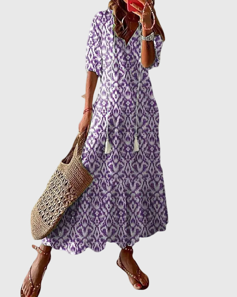 Amalia | Vestido longo boho vintage de verão