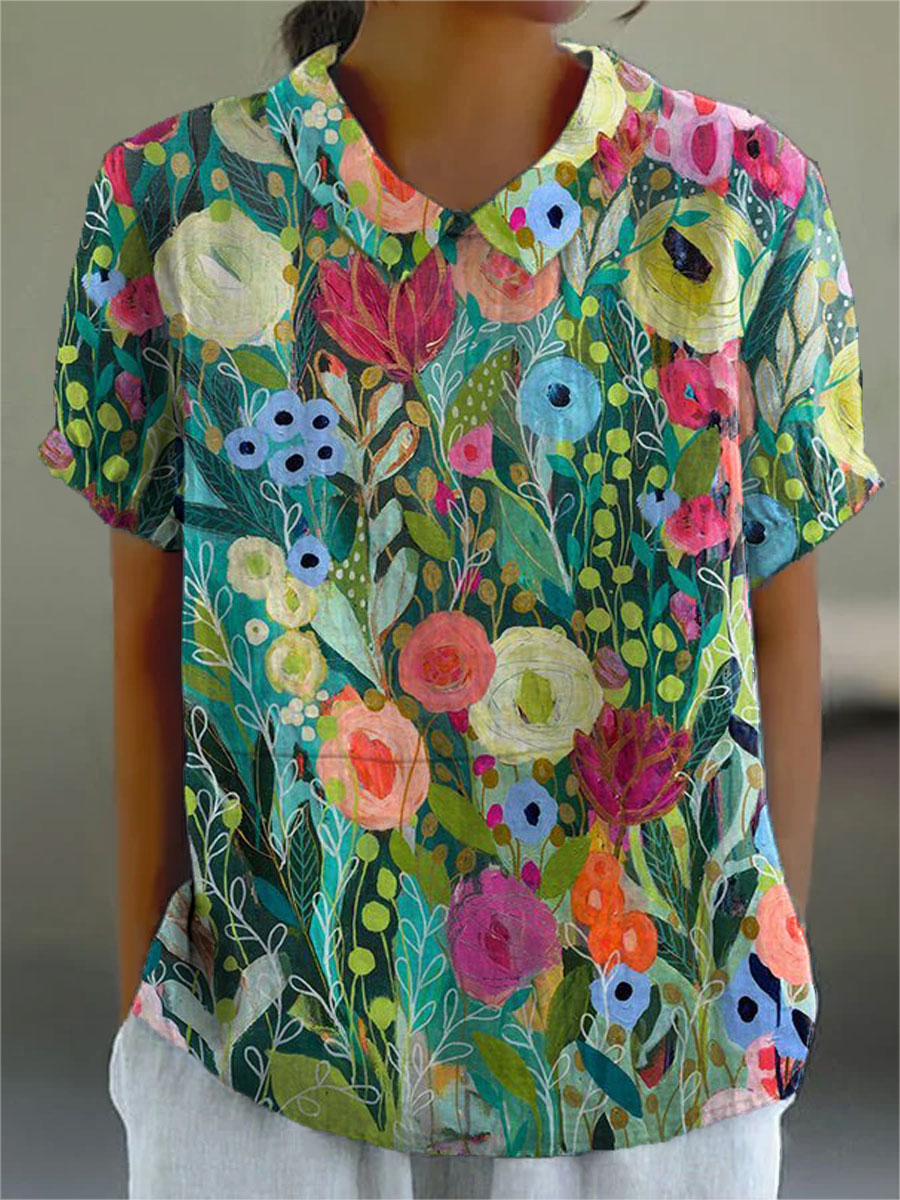 Daisy | Camisa floral con efecto acuarela