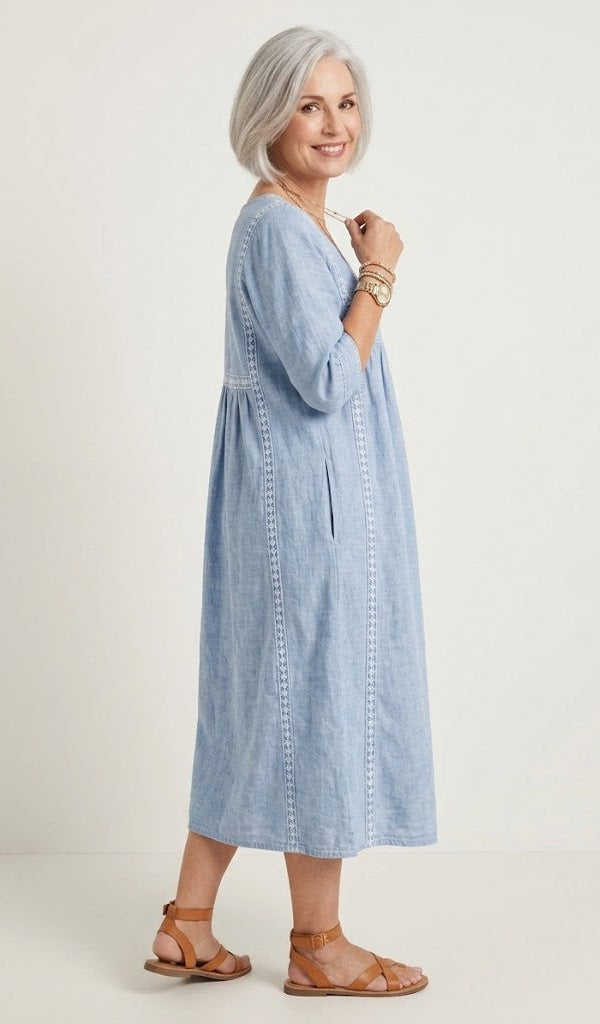 Juliette I Vestido maxi elegante com corte evasê