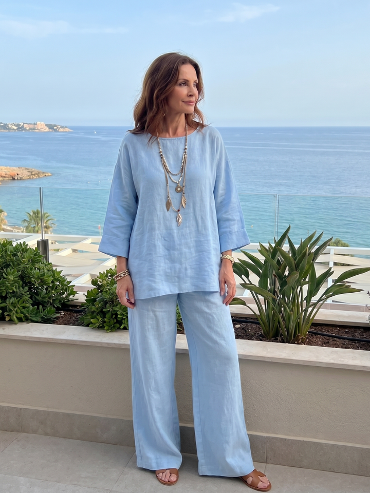 Prue | Conjunto túnica oversize con pantalón de pierna ancha