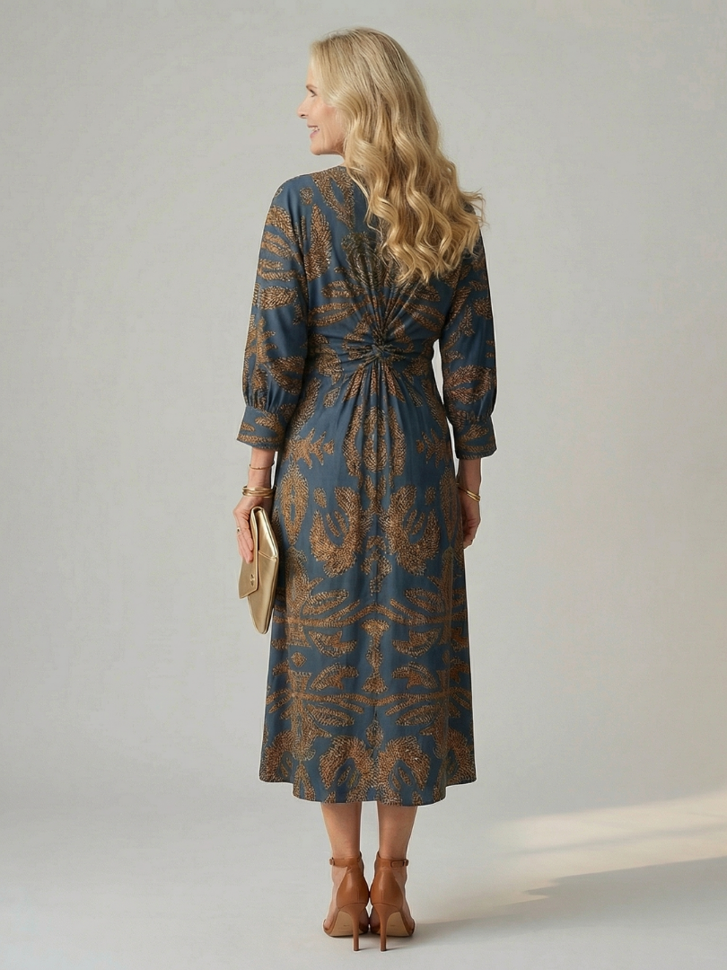 Lune | Vestido midi transpassado natural