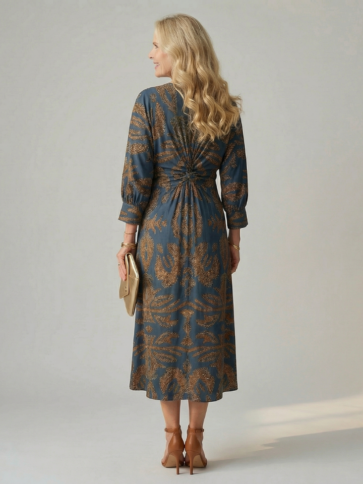 Lune | Vestido midi cruzado natural