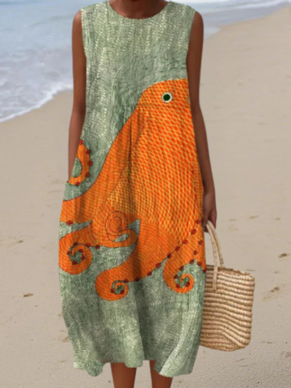 Robe midi océanique Tess