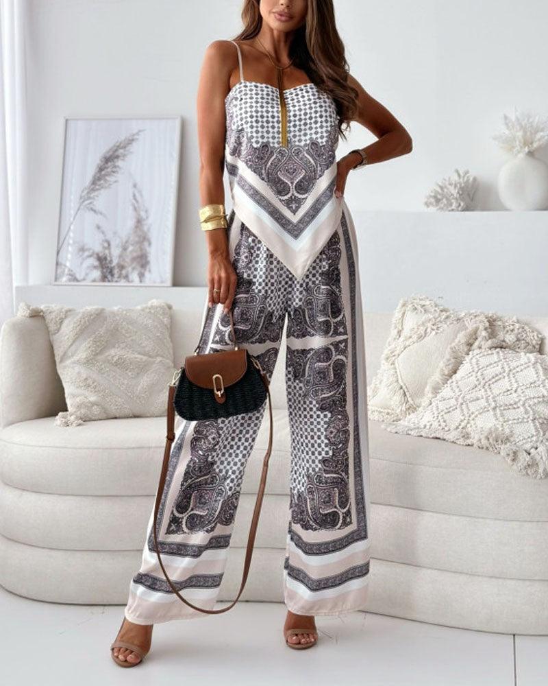 Conjunto Lila com colete estampado de amarrar e calça