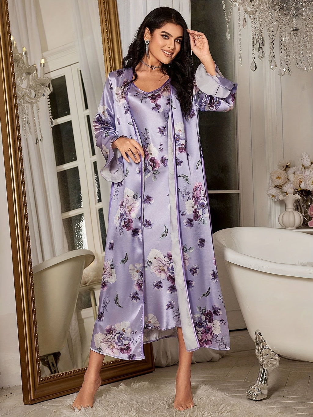 Kath | Nachtkledingset met bloemenprint