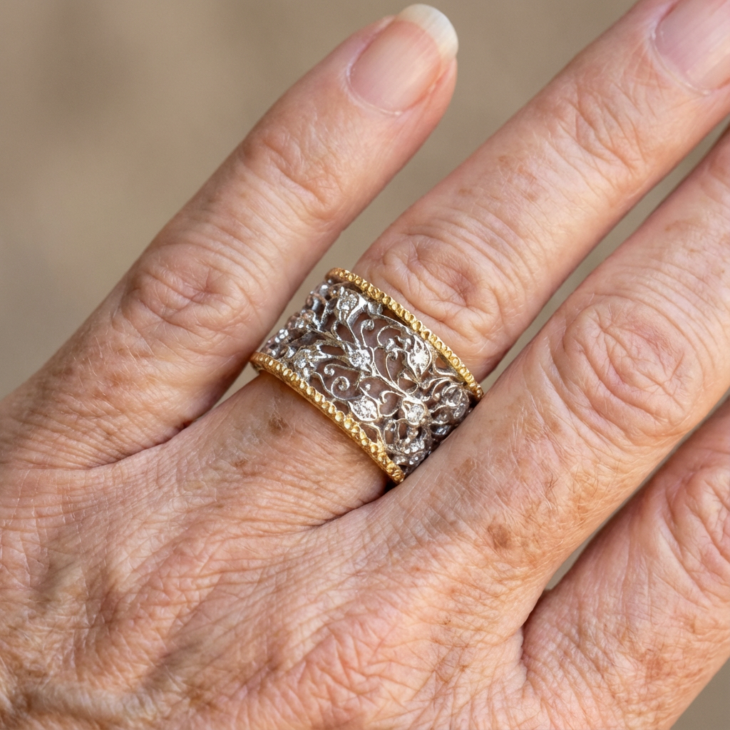 Vintage Zircon Ivy Filigree Ring