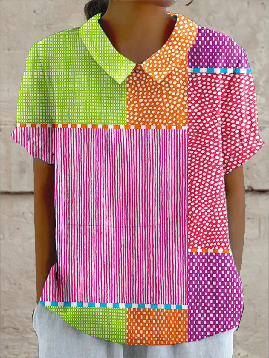 Zoe | Camisa con patchwork colorido