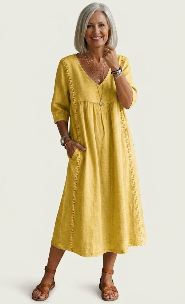 Juliette I Vestido maxi elegante com corte evasê