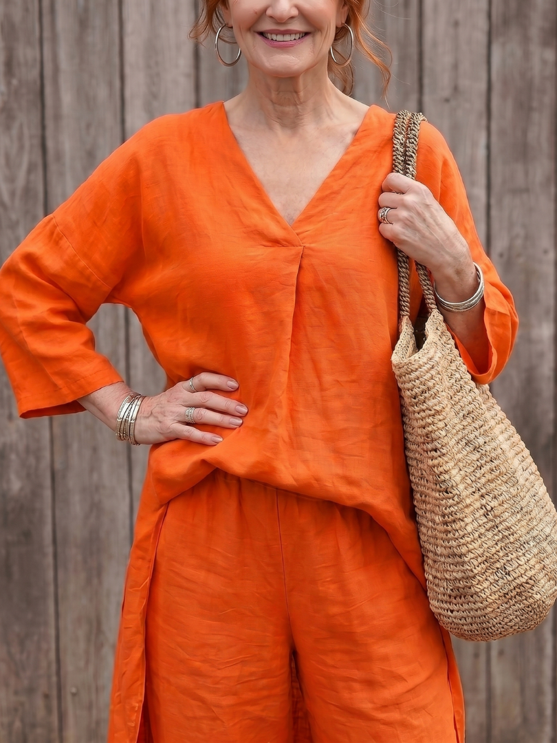 Onyx | Conjunto de top túnica suelta y pantalón de pierna ancha