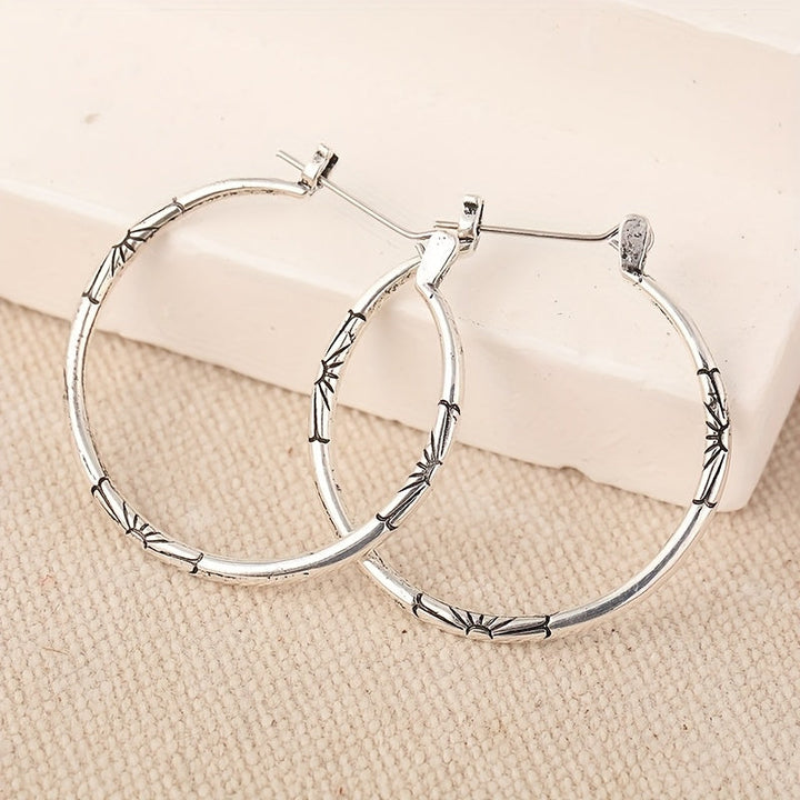 Vintage Artisan Floral Hoop Earrings