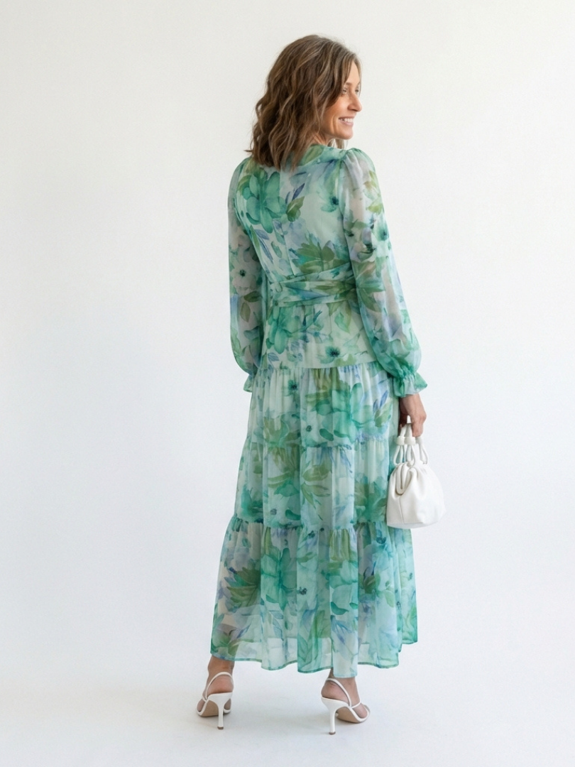 Althea | Vestido largo floral de manga larga