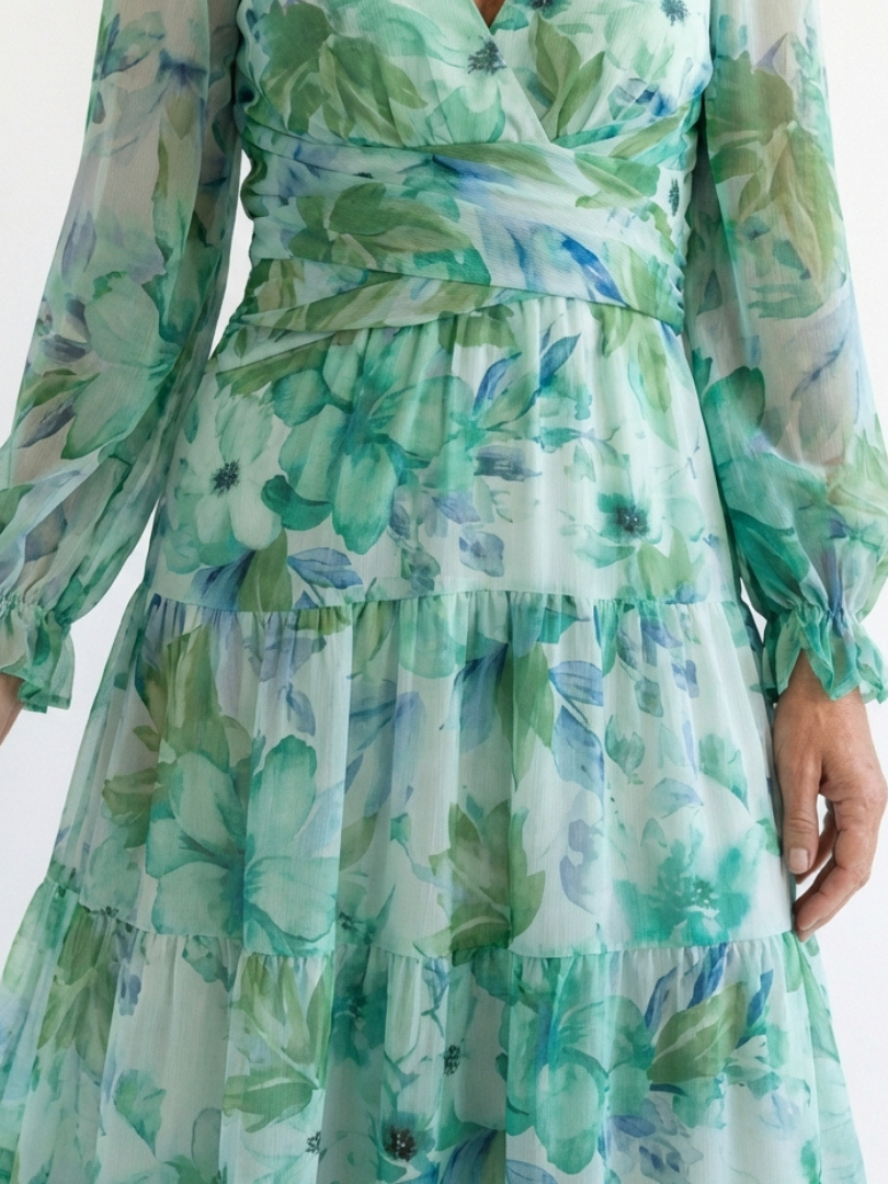 Althea | Vestido largo floral de manga larga