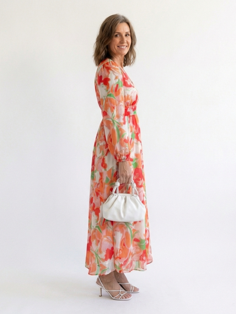 Althea | Vestido largo floral de manga larga