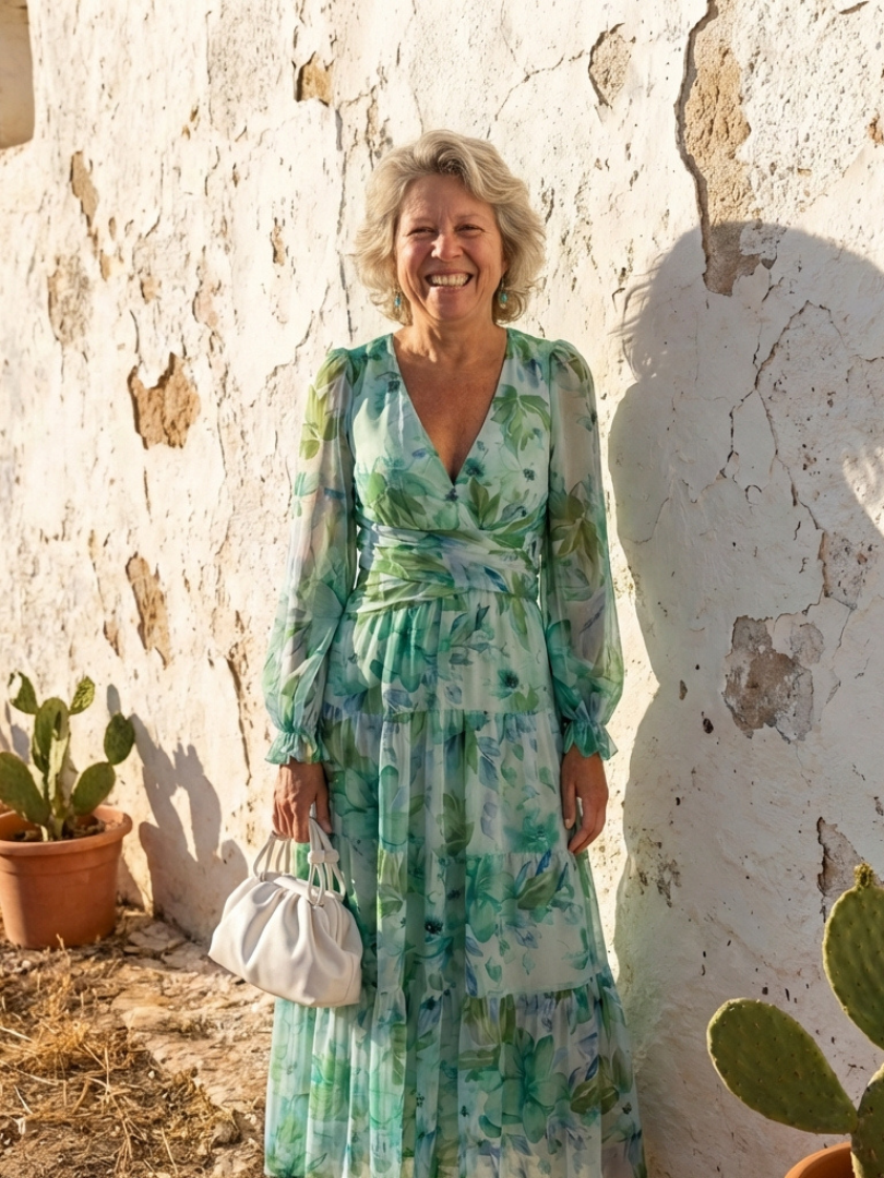 Althea | Vestido largo floral de manga larga