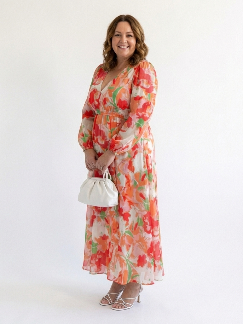 Althea | Vestido largo floral de manga larga